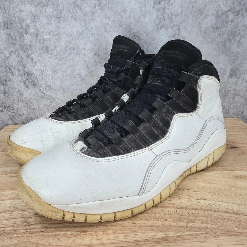 Air Jordan 10 Retro I'm Back Sneakers Mens 9 White Black Leather Basketball Shoe
